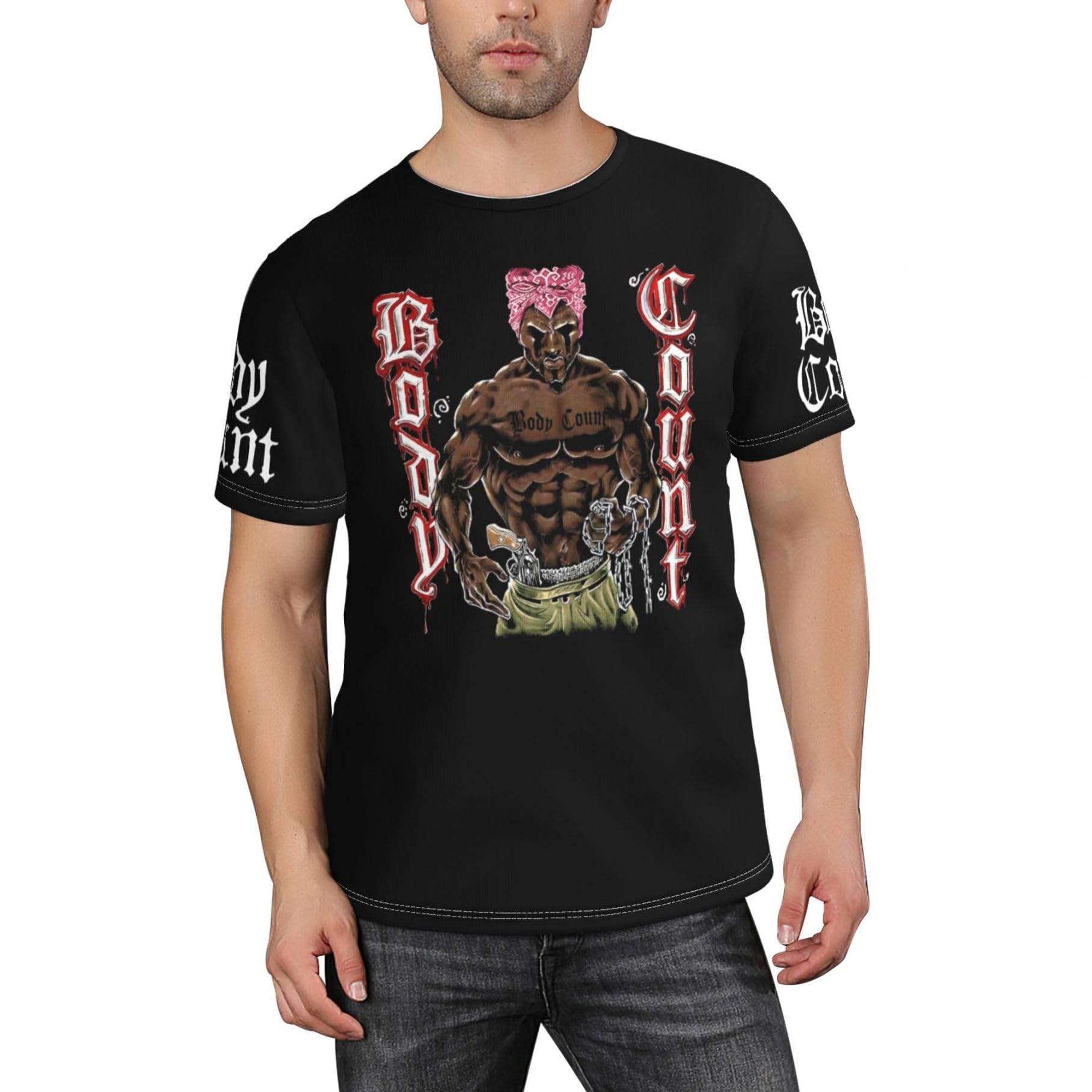 Tzvehafya Men's A-5 Body Rap Band Music T-Shirt Stylishprinted Short Sleeve Shirt Casual And Versatile Suitable For Multiple Scenarios Multicoloured 3XL