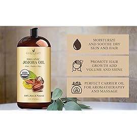 Handcraft Blends USDA Organic Jojoba Oil | Cold-Pressed | 28 Fl Oz | 100% Pure & Natural | for Hair, Skin & Face | Premium Grade Carrier Oil | for Massage & Aromatherapy | Hexane-Free