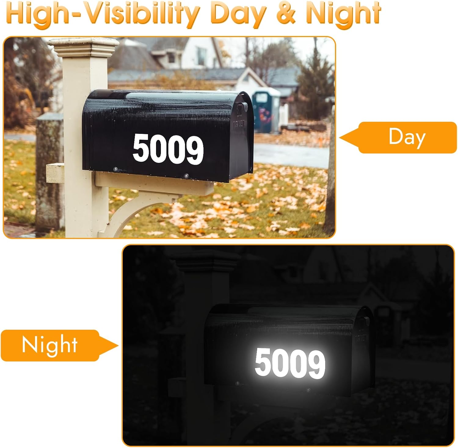 MOWPOG 80 PCS Reflective Mailbox Numbers for Outside, 3 Inch Self Adhesive Waterproof Vinyl Number Stickers for Signs, Door, Garbage Bins, House Address