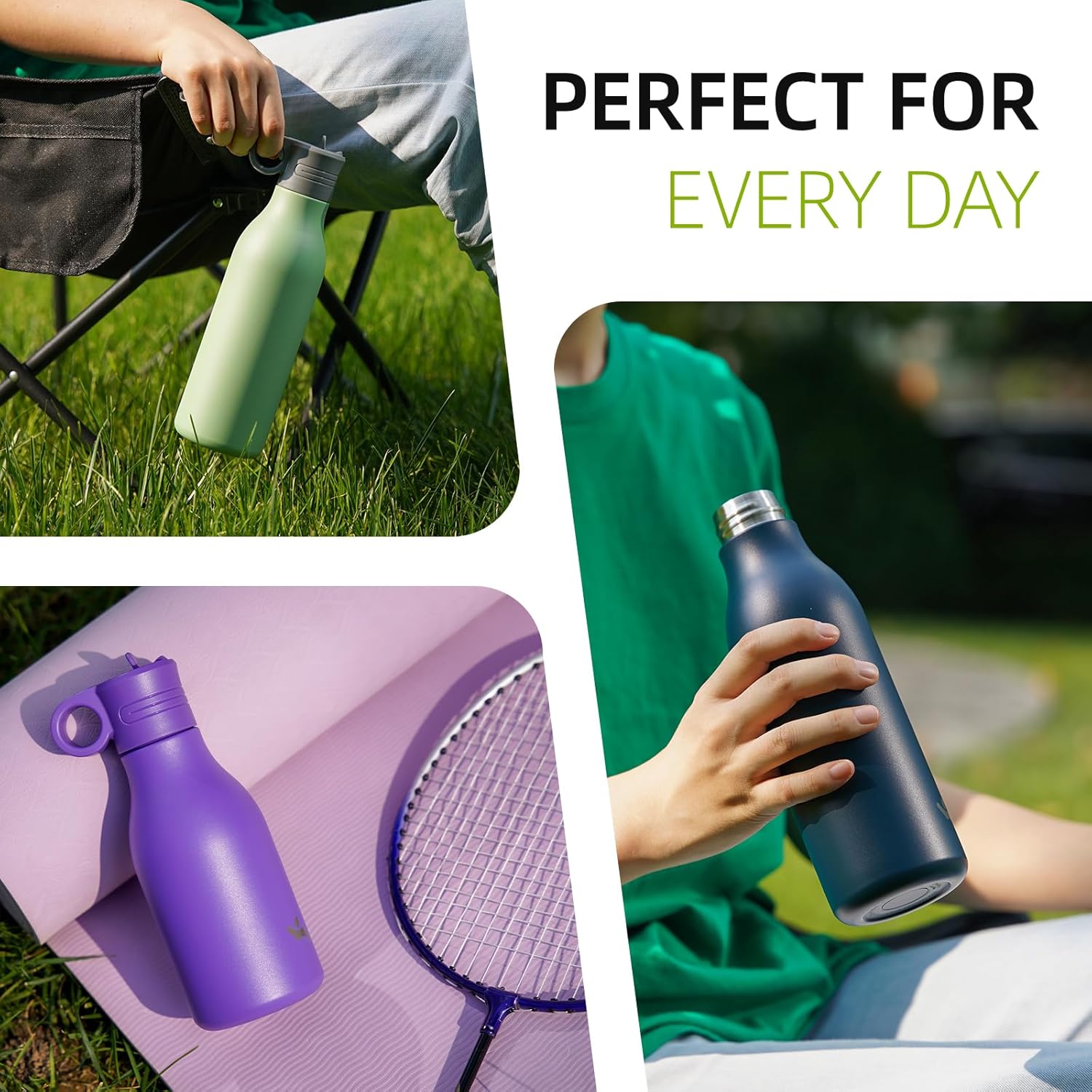 18oz Stainless Steel Water Bottle with Straw, Insulated Metal Travel Water Bottle, Reusable and Leak Proof, BPA Free, Double Wall Design, Black - Image 7