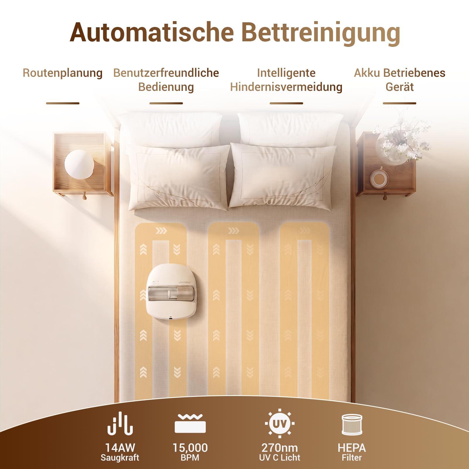 CREATULIZE X1 Roboter Milbensauger für Matratzen mit UV-C Licht,HEPA-Filter