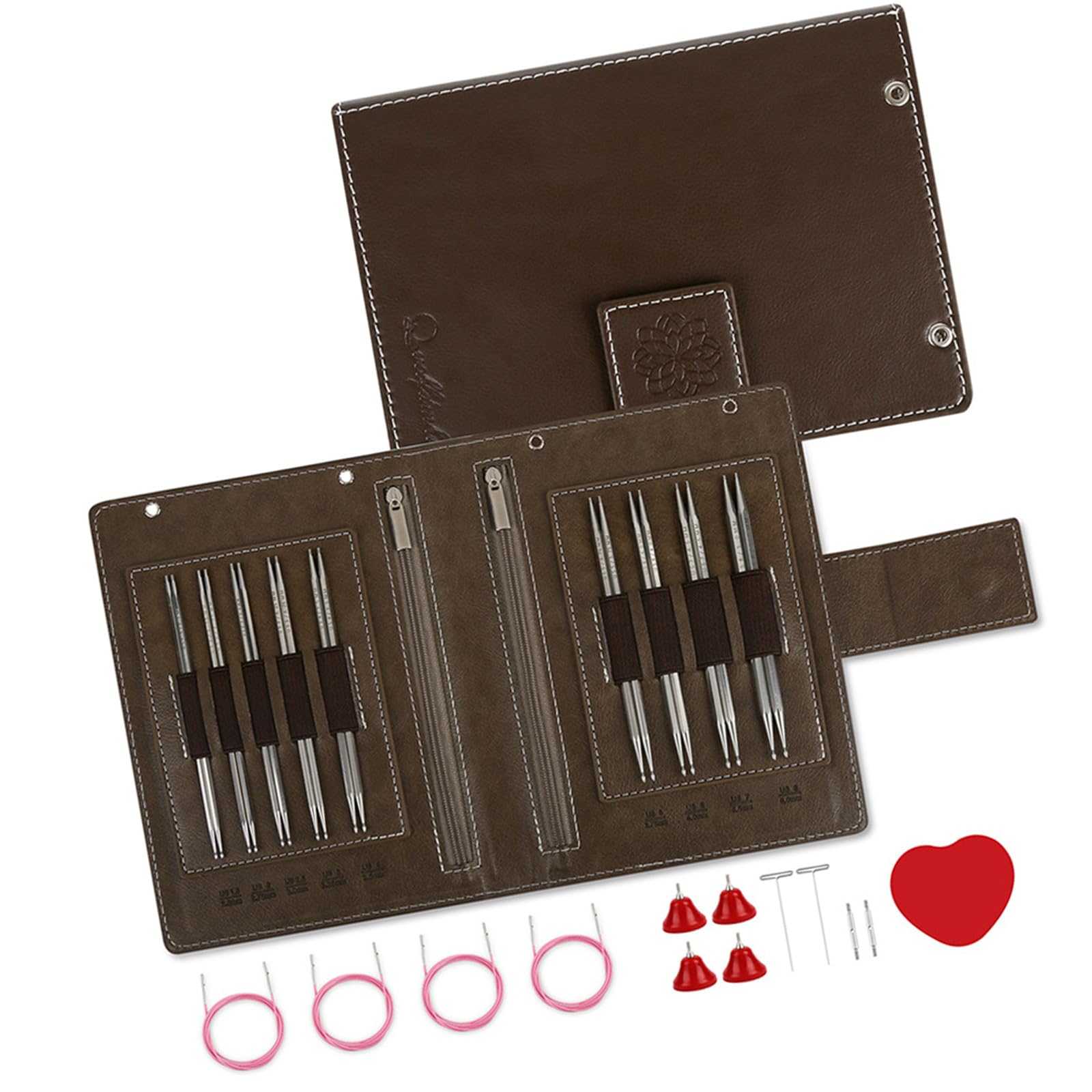 Juego de agujas redondas hexagonales desmontables de acero inoxidable para manualidades, costura y proyectos de punto, aguja de anillo multiusos