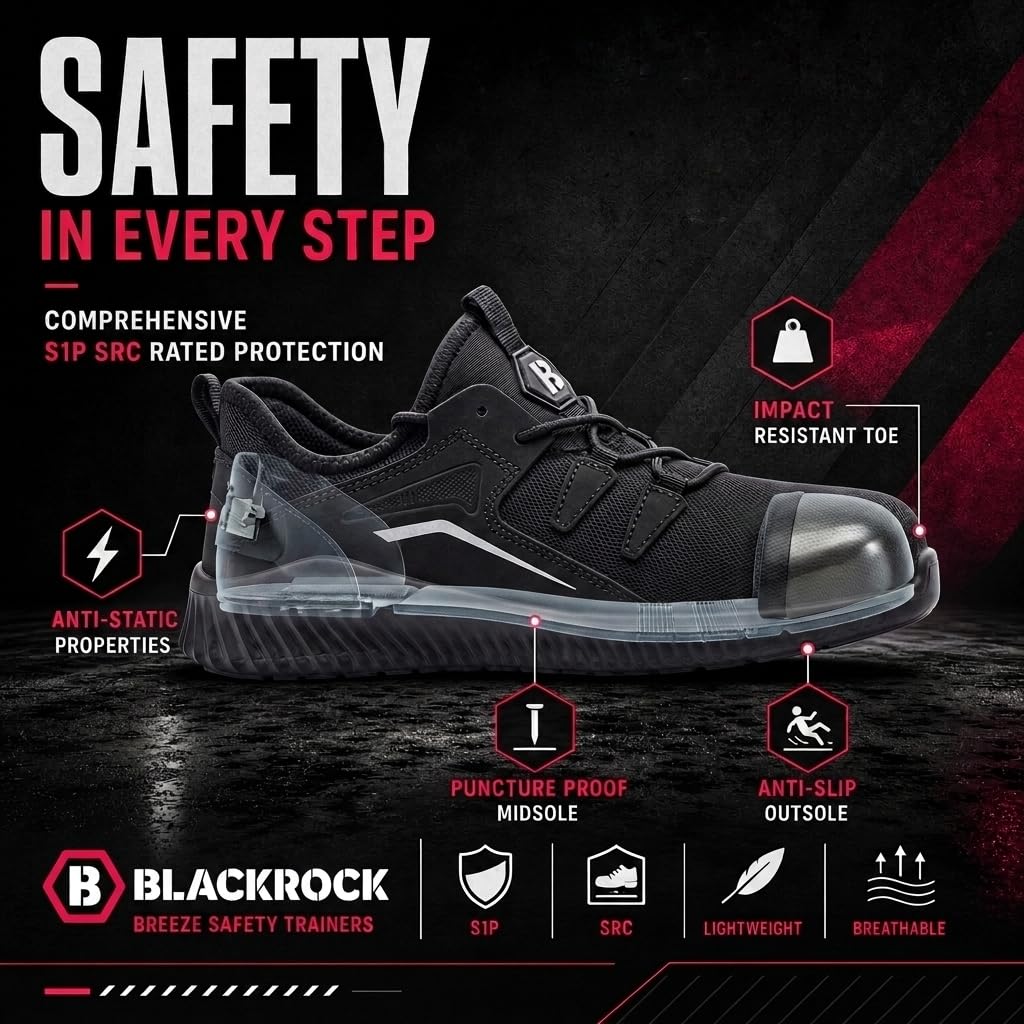 Blackrock Scarpe da Ginnastica con Punta d'Acciaio Breeze, Scarpe di Sicurezza per Uomini, Donne, Unisex, Personale di Cucina e di Cucina, Calzature da Lavoro e di utilità, DPI certificati