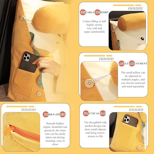 Miniatura 3 de Bonita almohada de lectura de felpa con almohada pequeña, almohada de respaldo para niña, cojín lumbar ajustable para la cabeza, almohadas de