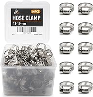 Vista 11 de Abrazadera de manguera, paquete de 100 abrazaderas de manguera de acero inoxidable con engranaje helicoidal para línea de combustible y tubo