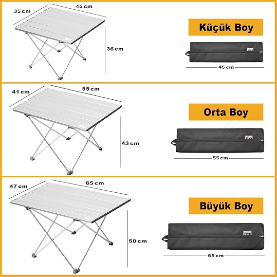 HAEGS Full Aluminum Folding Camping Table, Easy Portable Compact Outdoor Ultra Light Camping Table Medium Size - Black for Picnic, BBQ, Fishing, Nature Activities, Beach