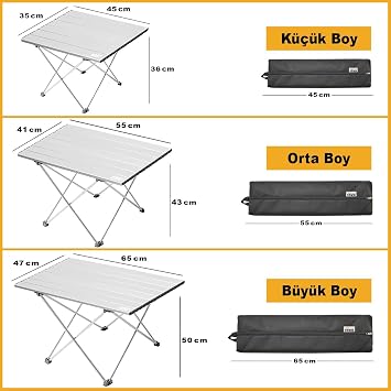 HAEGS Full Aluminum Folding Camping Table, Easy Portable Compact Outdoor Ultra Light Camping Table Medium Size - Black for Picnic, BBQ, Fishing, Nature Activities, Beach