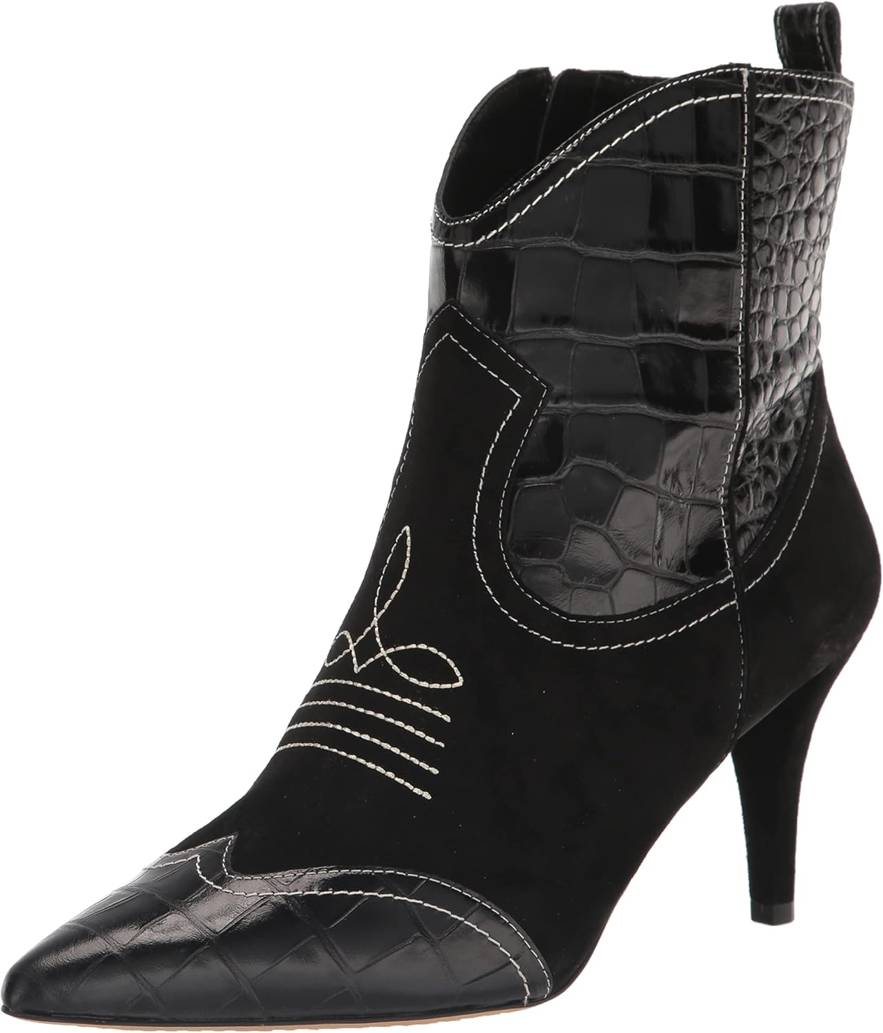 Vince Camuto Women's Footwear Women's Saiovell Stiletto Heel Western Bootie Ankle Boot, Black, 8