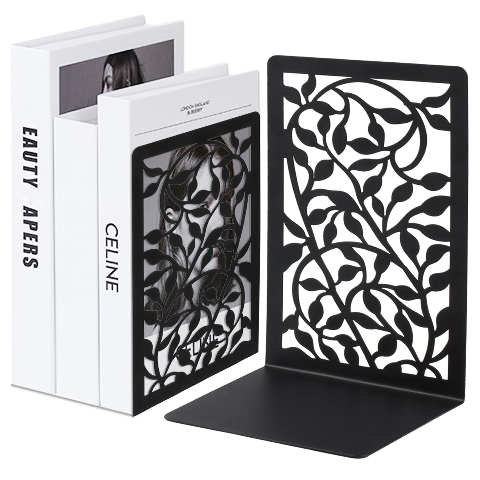 1 Par Podpórki na Książki, Metalowe podpórki na Książki, Czarne Metalowe Książki, Book Holder Bookends, Podręcznik do Regału, Podręcznik, Podręcznik do Biura Szkolnego domowego Podręcznik do Nut