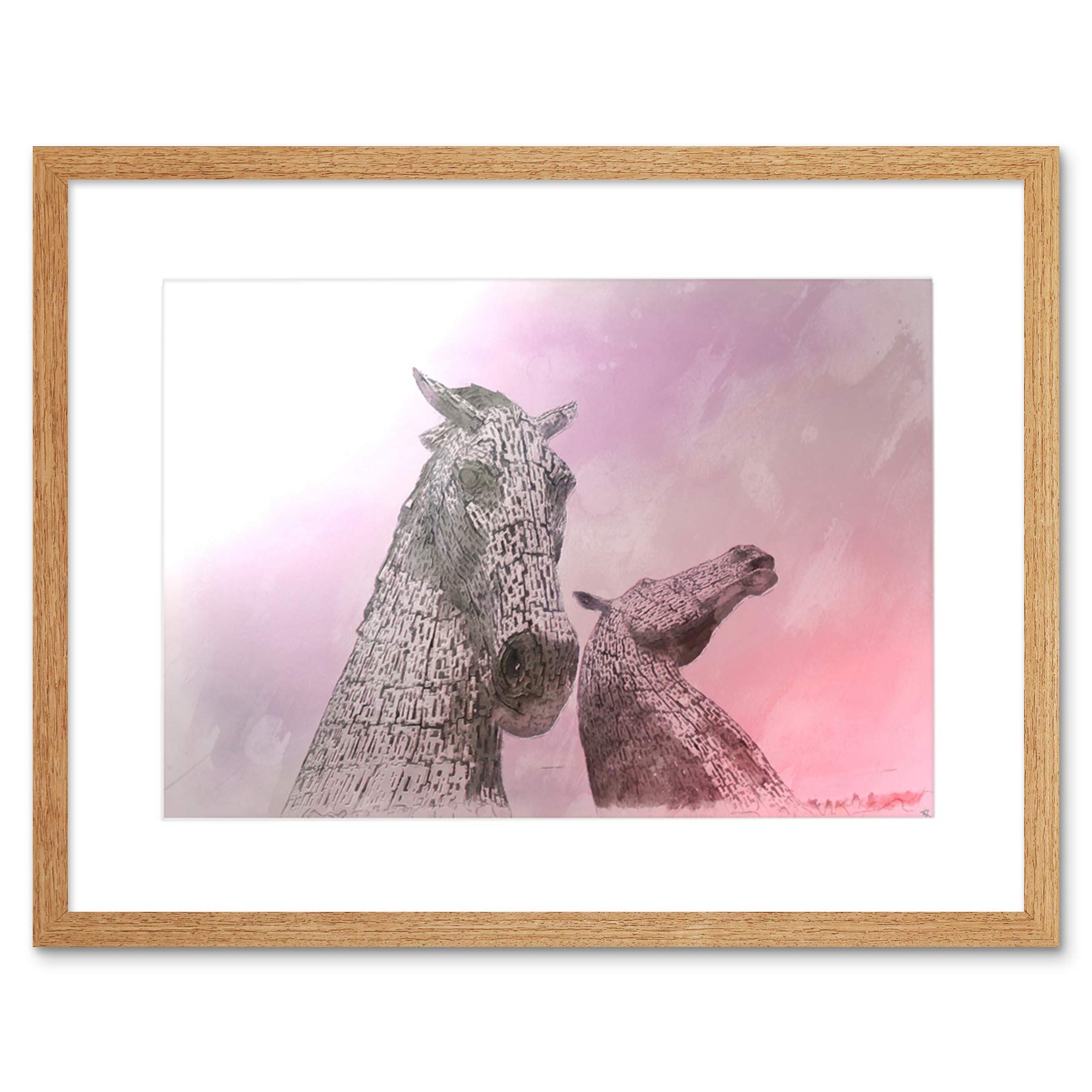 Wee Blue Coo Kelpies Equine Sculpture Falkirk Painting Framed Wall Art Print