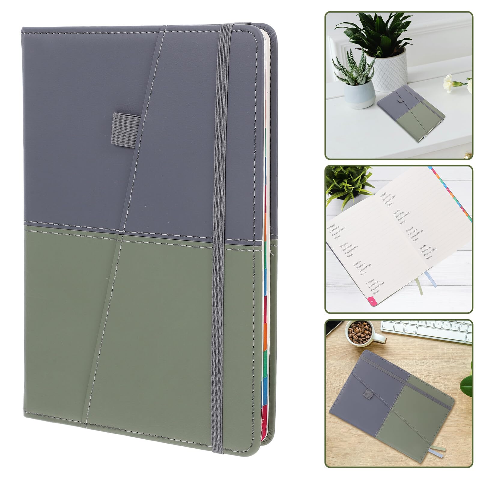 Carnet de Mots de Passe Carnet Élégant avec Onglets Alphabétiques A5 en Pu et Papier pour Enregistrement D'adresses Internet, Usage Polyvalent et Organisation