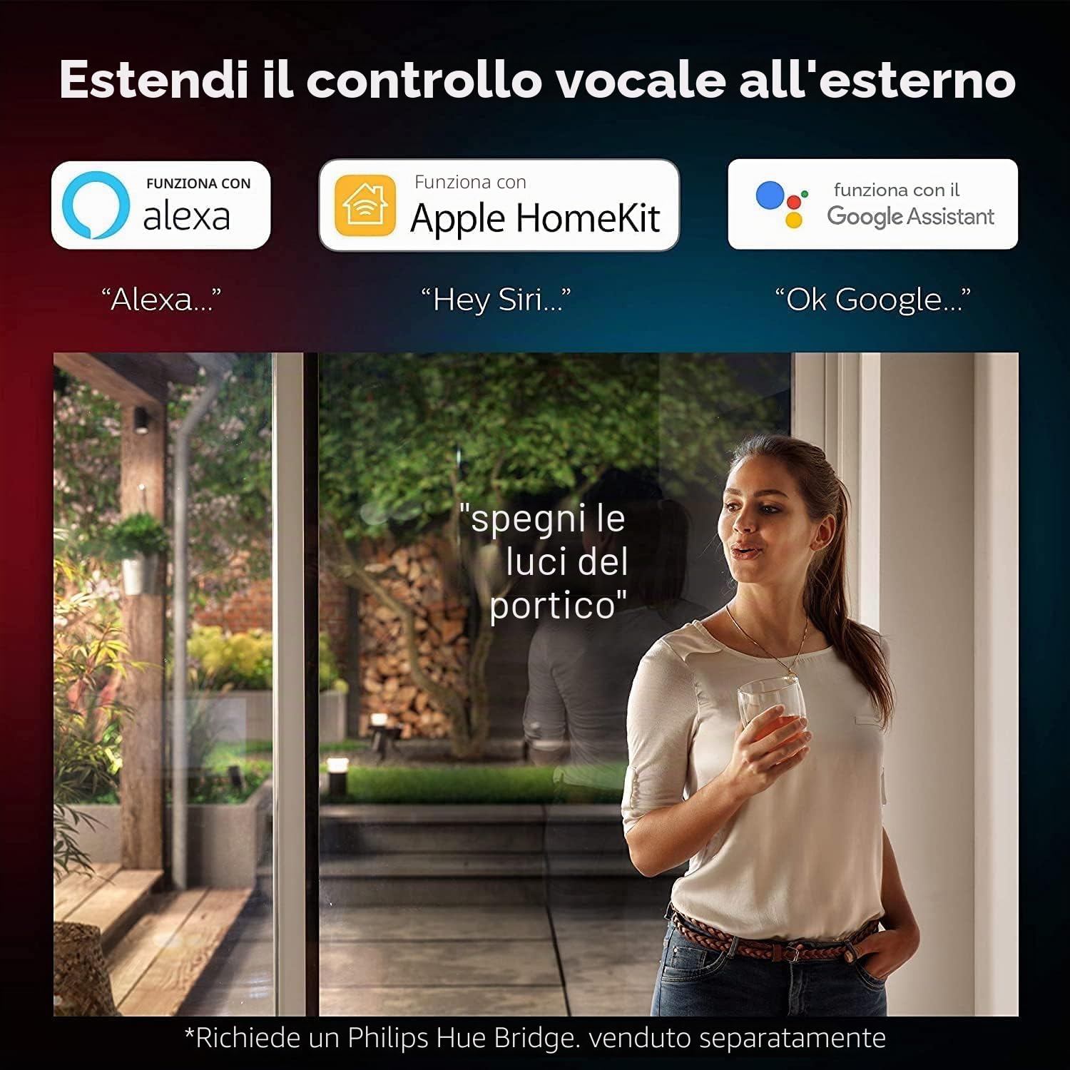 Philips Hue White and Color Ambiance Appear, Lampada da Parete Smart LED Confezione da 2, Lampada Smart per Esterni, Luci led esterno Doppia Illuminazione Sopra/Sotto, LED Integrato, 8W, Nera