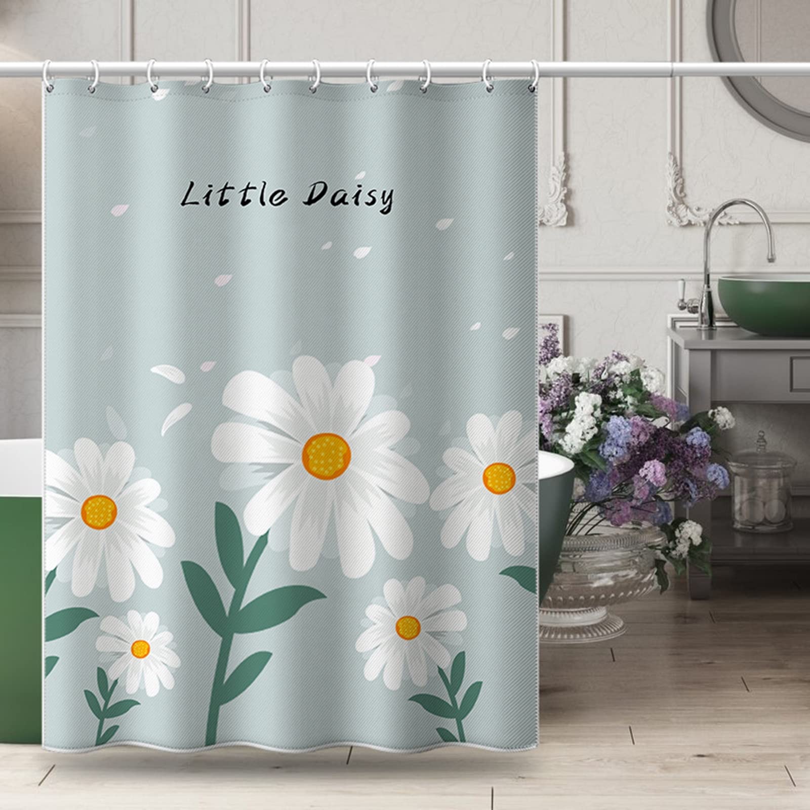 Rideau de douche anti-moisissure 200x200 fini l'humidité avec le polyester imprimé marguerite