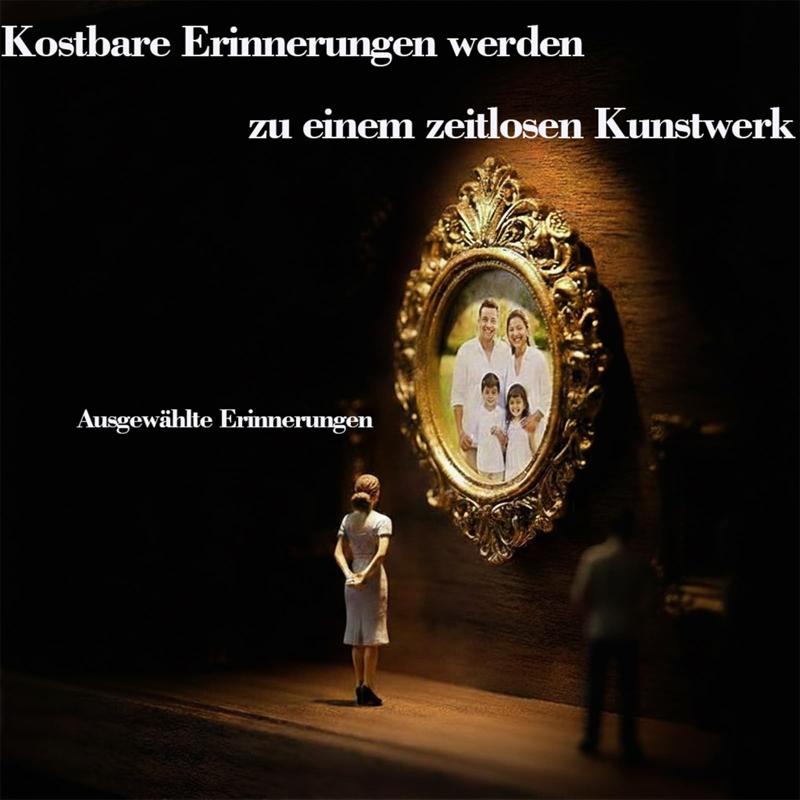 Generisch DIY Mini Museum Silhouette Box, Mini Figuren Menschen Museum, Kreatives Erinnerungsdisplay Kit Mit 8 Figuren & 11 Gold Rahmen, für Hochzeiten, Abschlussfeiern oder Feiertage