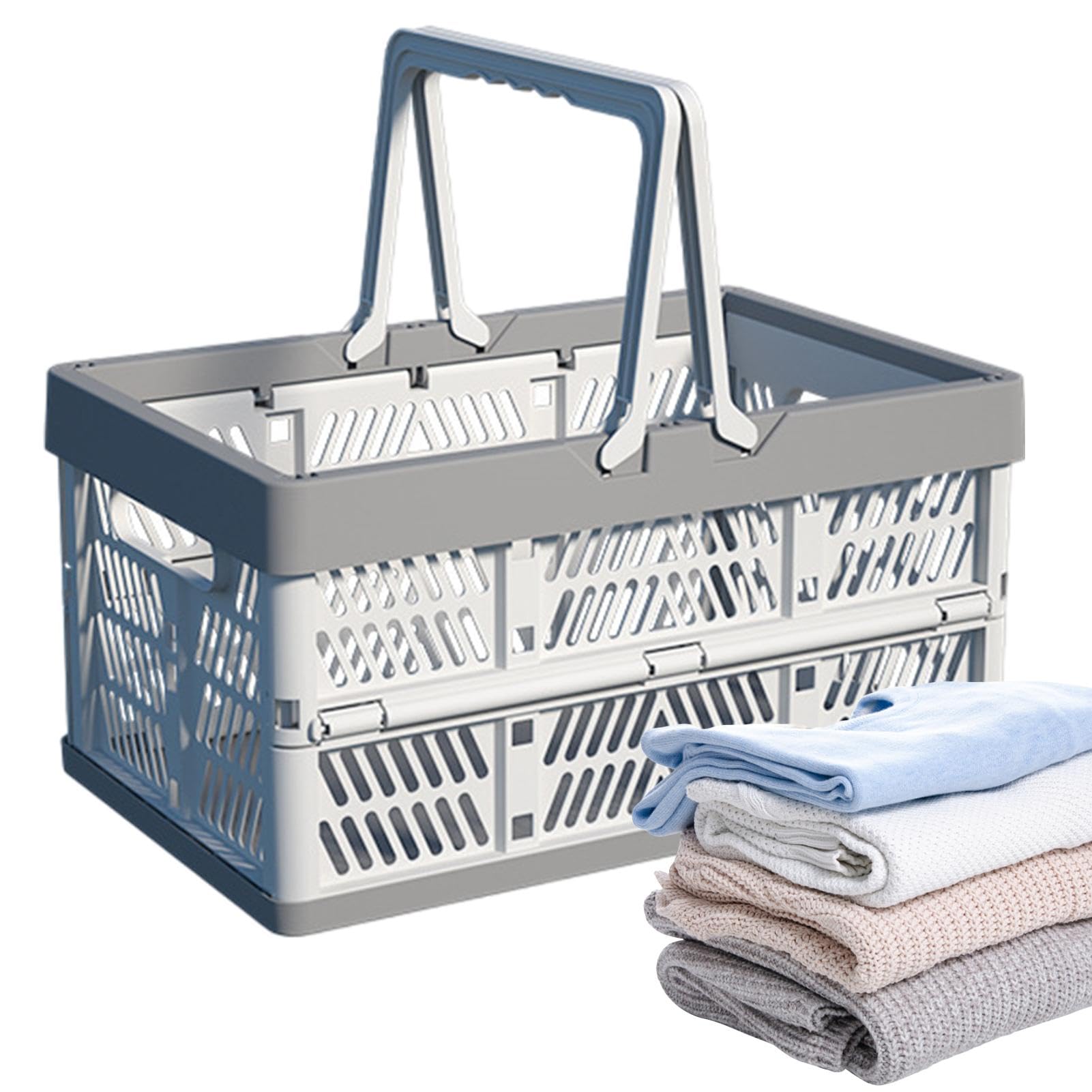 Cassetta Portaoggetti Pieghevole, Cassa Pieghevole 38,5x25x20 Cm Con Manici | Scatola Portaoggetti Pieghevole | Carrello Spesa Pieghevole | Contenitore Per Campeggio, Viaggi, Picnic, Casa E Cucina