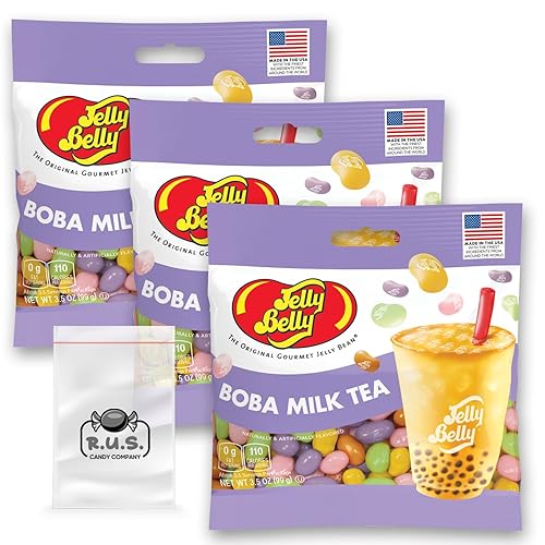 Jelly Belly Boba Milk Tea Jelly Beans- Paquete de 3  3.5 onzas cada uno, paquete de gomitas de bebidas  Saborea la dulzura de Boba Bliss! Mezcla de