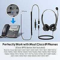 Vista 5 de MKJ Auriculares para teléfonos Cisco Dual Ear Landline Headset con micrófono de cancelación de ruido para teléfono Cisco CP-7821 7841 7941G 7942G