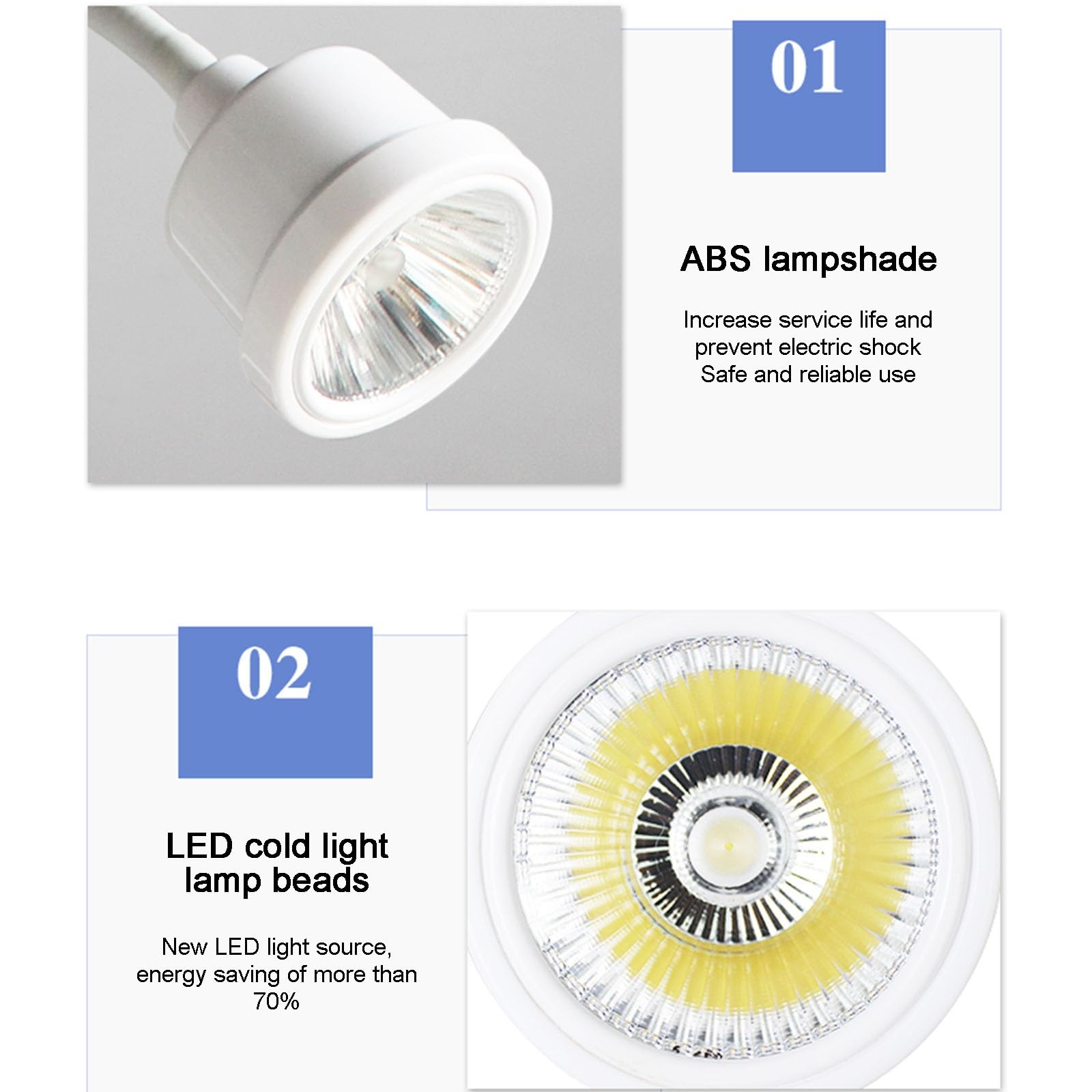 20W Chirurgische Untersuchungslampe, LED Mobile Untersuchungsleuchte, Höhenverstellbar mit Sockel, Zahnärztliche Mundlichtlampe, Schwanenhals Untersuchungslampe