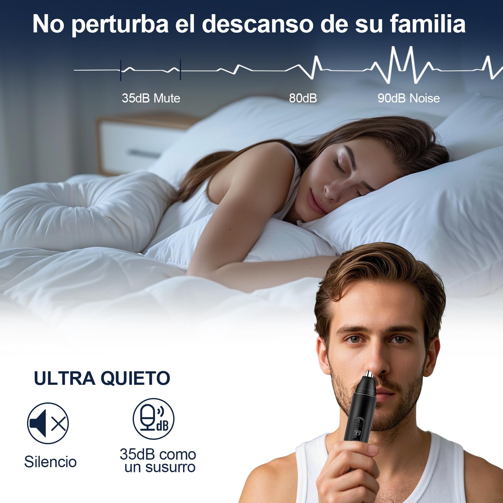 Cortapelos Nariz, Recortador Pelos nariz y oreja USB Recargable, LCD Display, IPX7 para Cortar el Vello de la Nariz y Orejas, Nose Hair Trimmer para Hombres y Mujeres — view 4