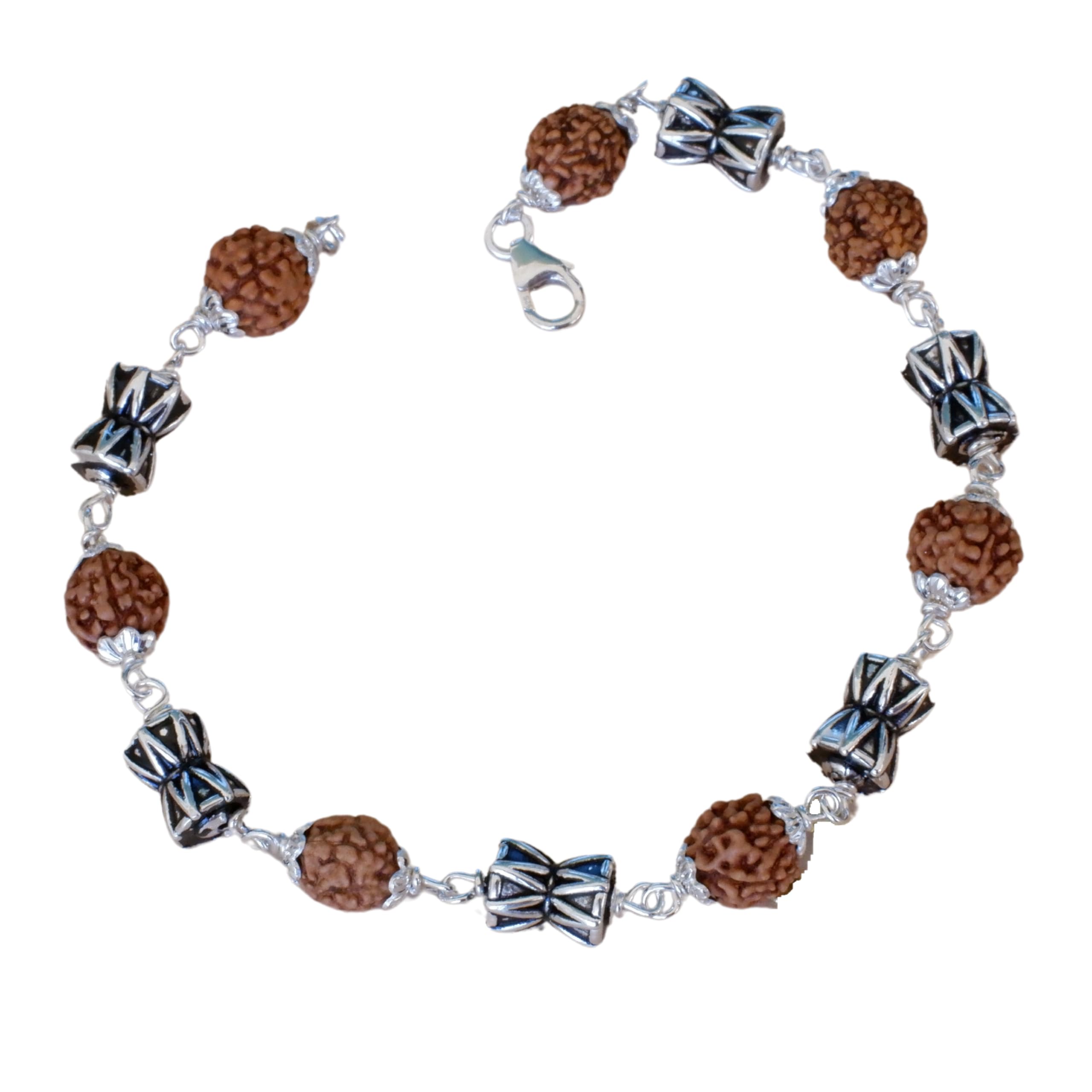KARNIKA Pure Silver Damroo & Rudraksha Bracelet - Handmade, Fashion, Spiritual Symbolism and Adjustable Fit Bracelets For Men (B0D2LGZ8BD) Amazon Price History, Amazon Price Tracker