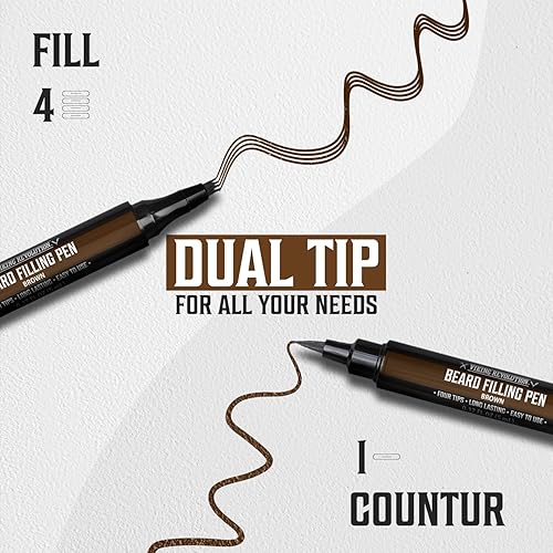 Miniatura 7 de Viking Revolution Bolígrafo de barba (paquete de 2)  Relleno de lápiz de barba marrón para hombres Lapiz para Barba de Hombre  Relleno de barba para