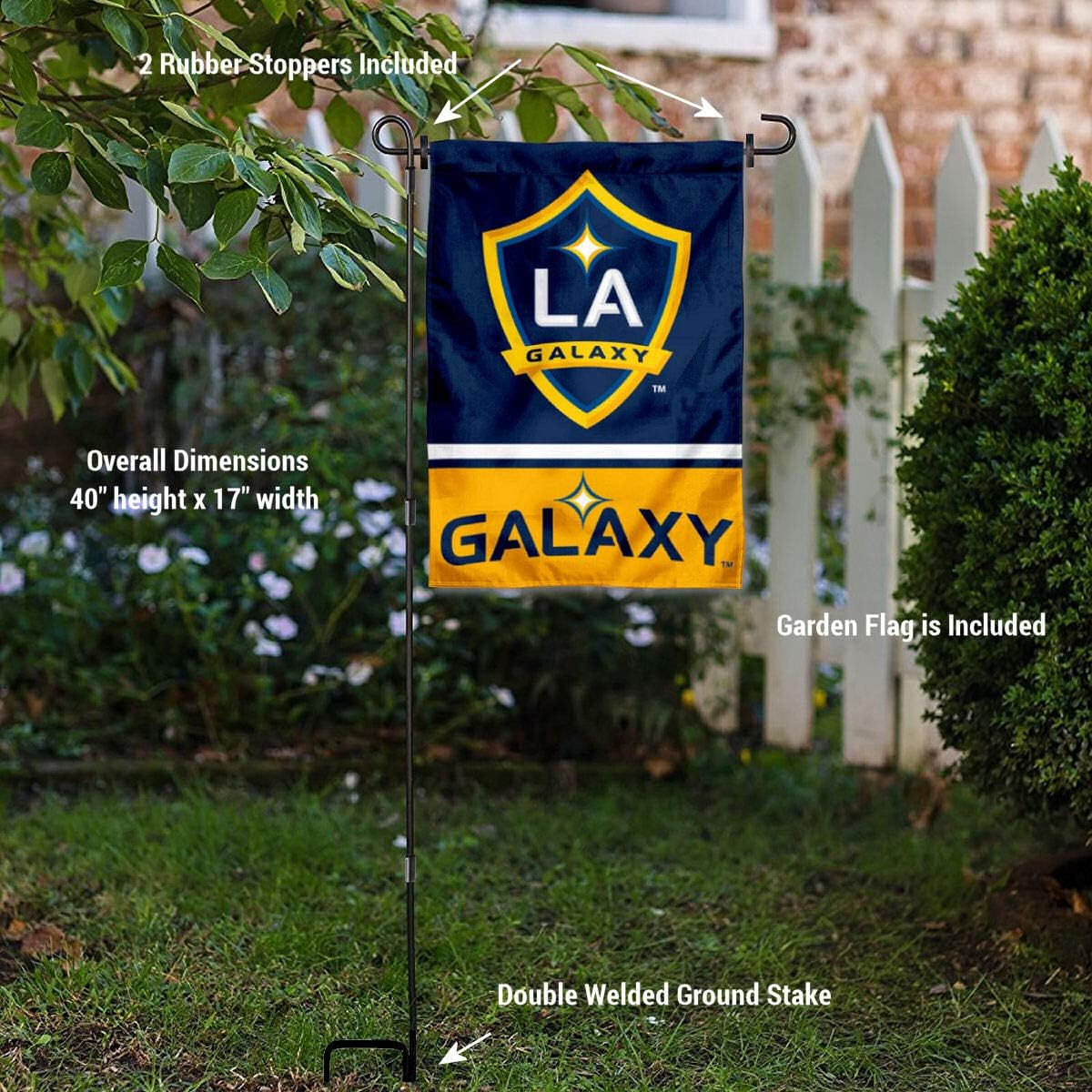 Los Angeles Galaxy Garden Flag with Stand Pole Holder - Image 3