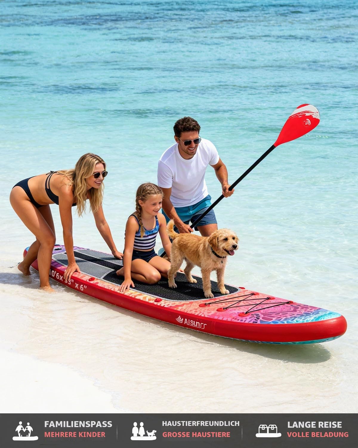 Aufblasbare Stand Up Paddle Boards mit Premium SUP Paddle Board Zubehör, 10L wasserdichter Dry Bag, Wide Stable Design, Rutschfestes, bequemes Deck für Jugendliche