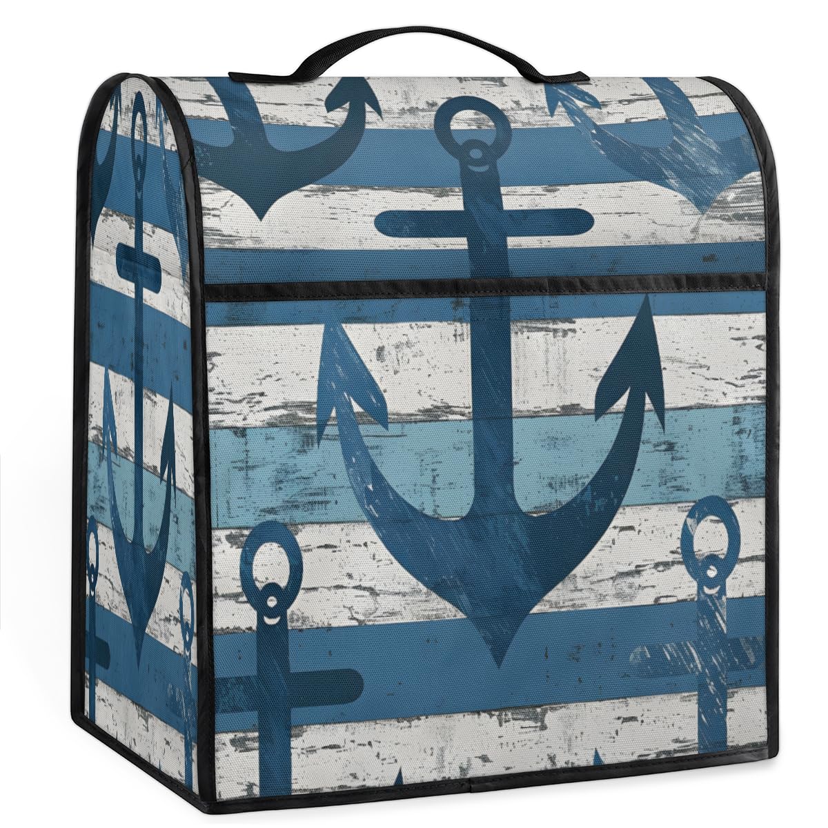 Coffee Maker Cover Vintage Wood Anchor Kitchen Appliance Covers Small Appliance Covers Blender Cover Juicer Cover Dust Covers for Kitchen Appliances with Top Handle and Pockets,Washable,B428