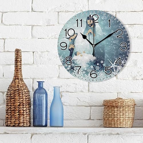 Miniatura 3 de Holy Family Nativity - Reloj de pared religioso de Navidad, funciona con pilas, sin tictac, silencioso, de cuarzo, analógico, rústico, rústico,