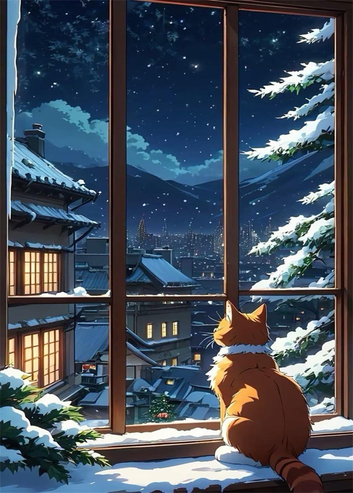 Puzzle 6000 elementów dla dorosłych, zimowy kot, 179 x 105 cm, kreatywna rozrywka, wyzwanie zagadka, klasyczne puzzle dla dorosłych, prezent dla mężczyzn i kobiet