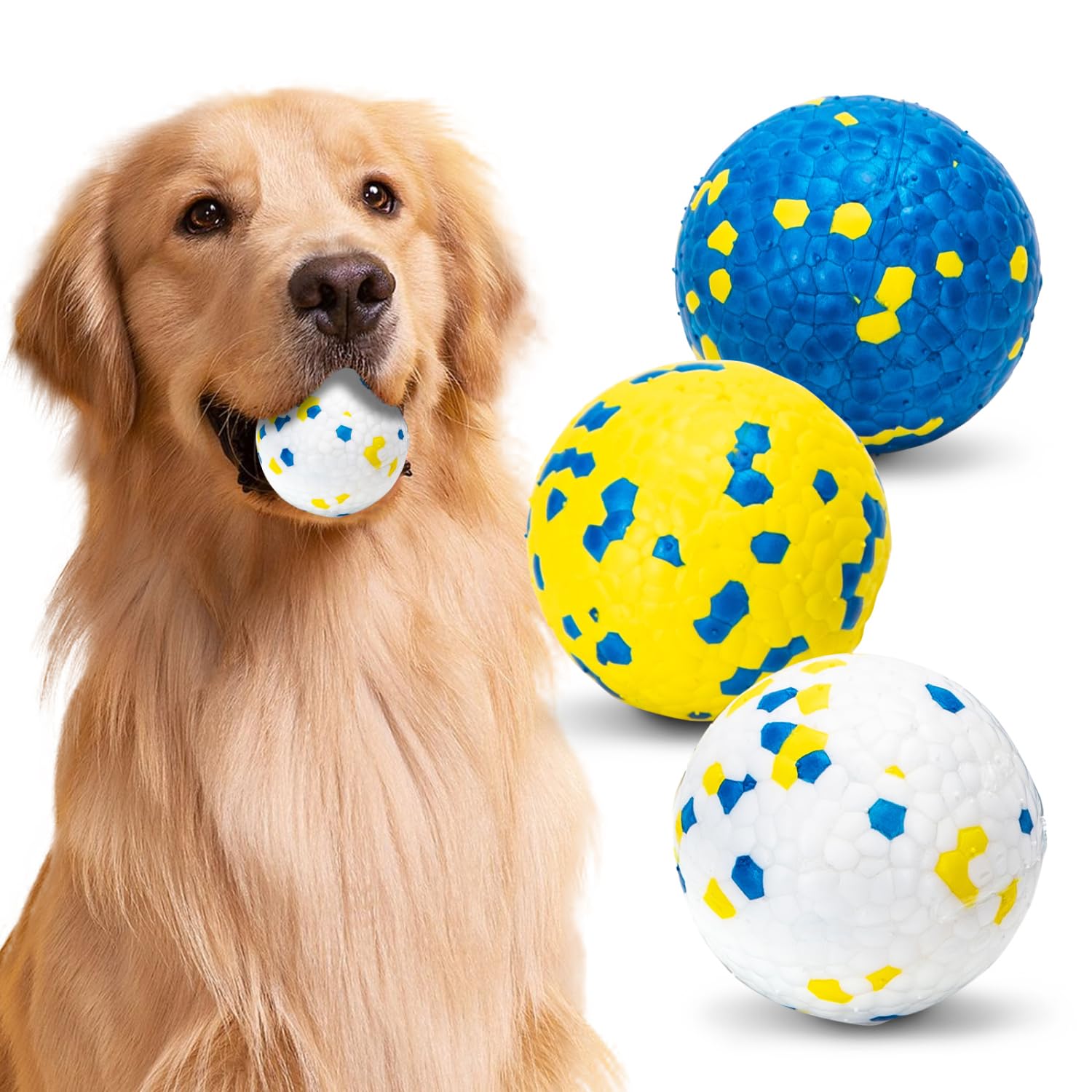 Nobleza Hundeball Unzerstörbar, 3 Stück Hundespielzeug Ball, Dauerhaftes Hundespielzeug Tennisbälle für Aggressive Kauer, Bälle für Hunde für Große, Mittelgroße, Kleine Hunde und Welpen, Ø 6.3cm