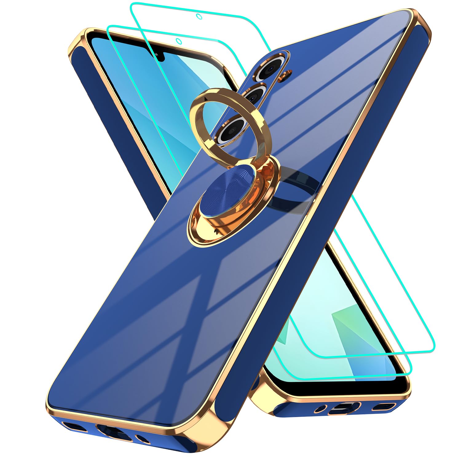 Gritup Slim Fit Case for Samsung Galaxy S Series,Shockproof Soft Cover with 2 Pcs HD Screen Protectors,and Built-in Ring Kickstand Phone Cover