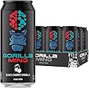 Gorilla Mind Energy Drink | Unmatched Energy · Amplified Focus | N-Acetyl-L-Tyrosine, Alpha-GPC, 200mg Caffeine, Uridine, Saffron | 0 Sugar Or Artificial Colors | 16oz, 12-Pack (Black Cherry Vanilla)