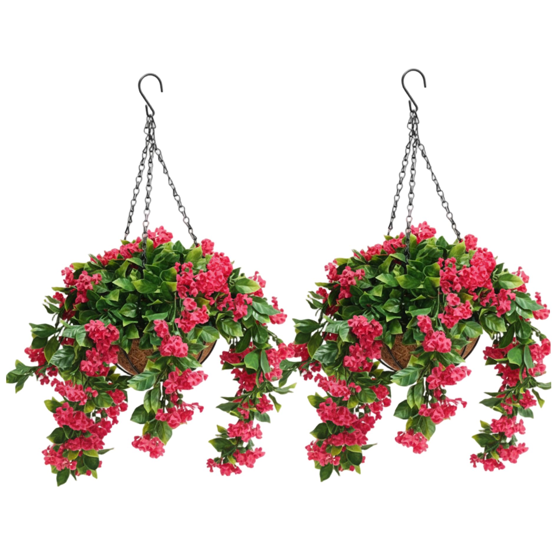 Fleurs artificielles suspendues rouges pour décorer le porche et la terrasse en lot de 2