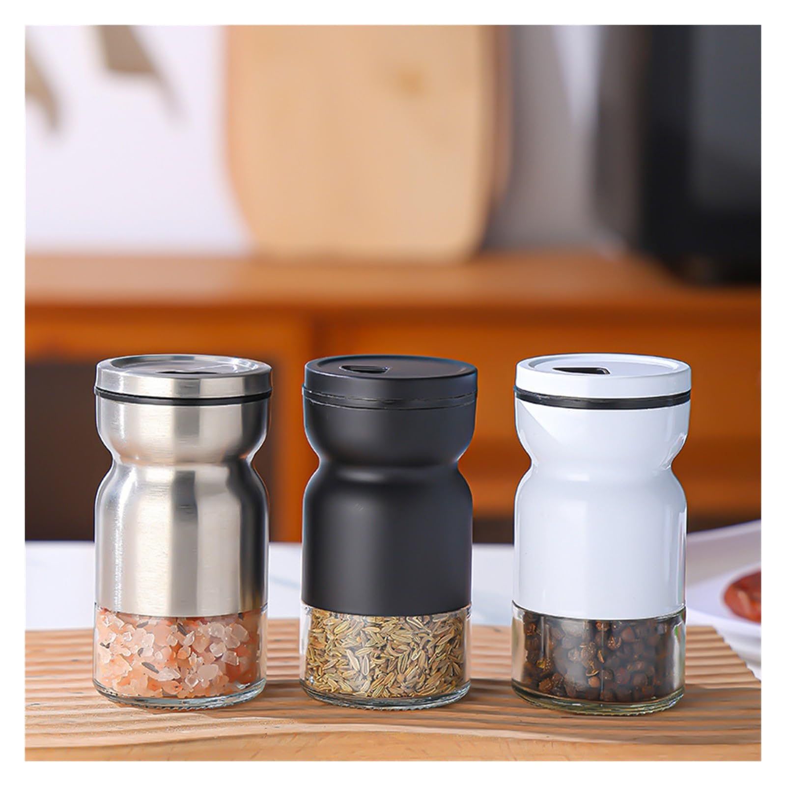 2pcs Kitchen Porous Stainless Steel Seasoning Bottle Pour Sucre
