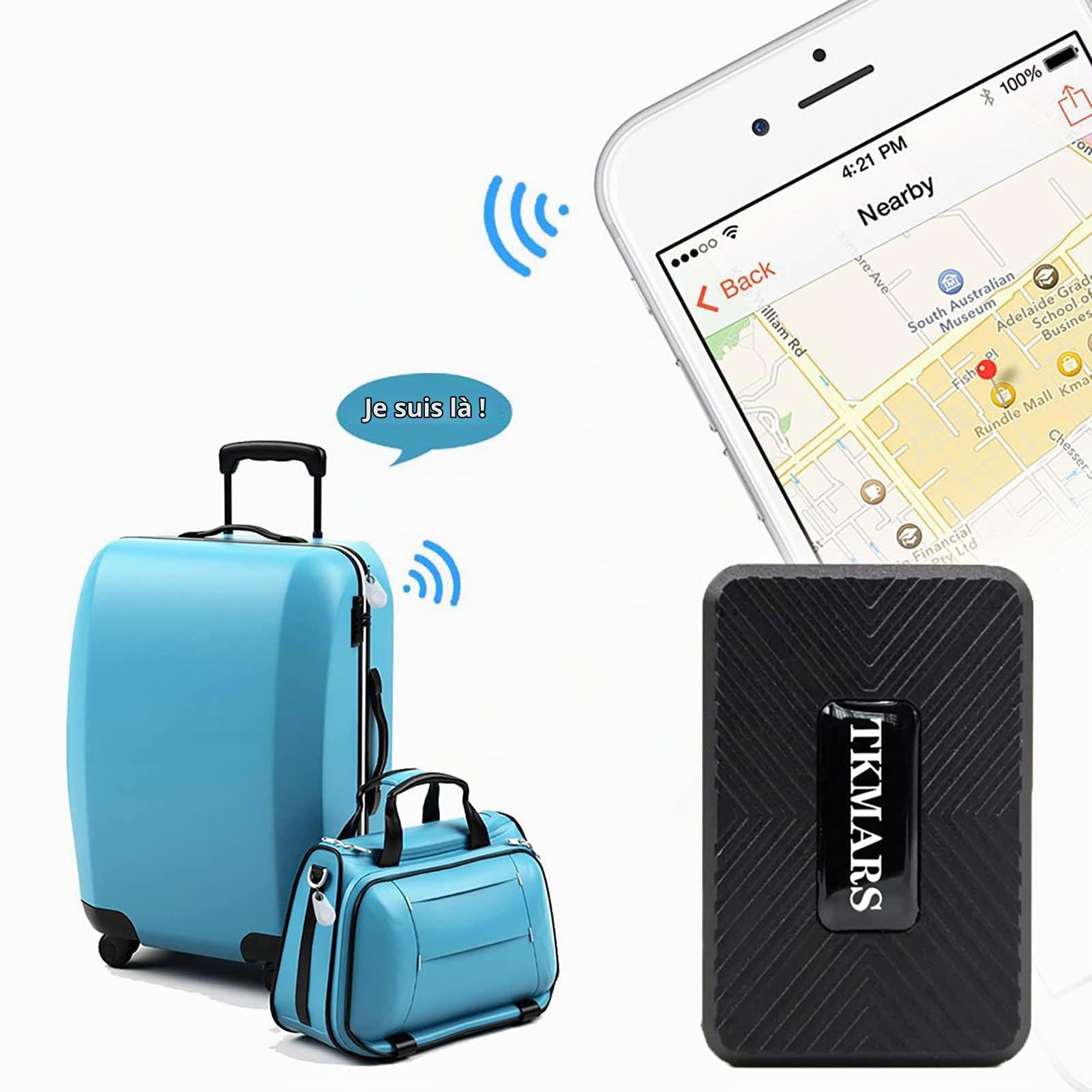 TKMARS Mini Traceur GPS Magnétique Voiture sans Abonnement Puce de Localisation GPS pour Enfant, Moto, Scooter, Bateau Micro Traqueur avec Alerte en Temps Réel 4G TK913