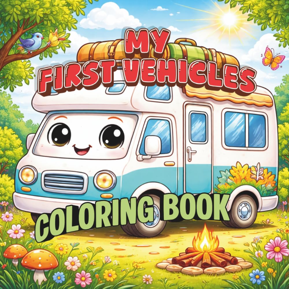 My First Vehicles Coloring Book: Easy Cars, Trucks, Tractors and Construction Vehicles for Kids Ages 3-5 | Big Bold & Simple Coloring Pages for Toddlers