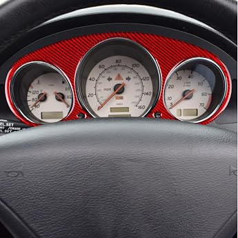 KUNGKIC For Mercedes-Benz SLK R170 1996-2003 Carbon Fibre Car Dashboard Speedometer Frame Sticker Speedometer Decorative Interior Accessories Gift Red
