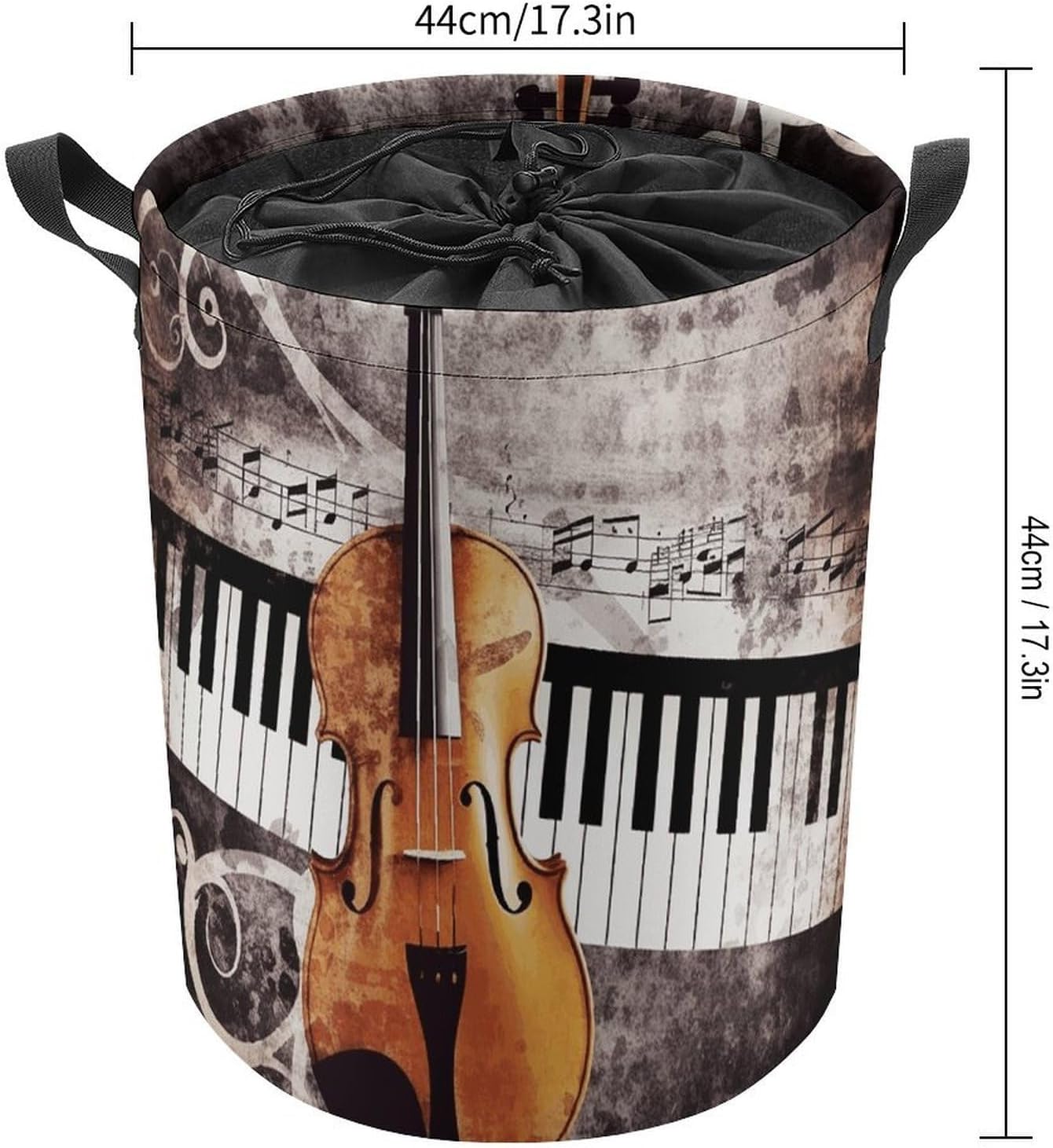 Large Laundry Hamper Piano Violin Music Notes Laundry Basket with Handles Freestanding Waterproof Clothes Hamper for Laundry Room Bedroom Bathroom College Dorm