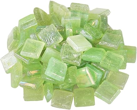 1x1 cm Glass Mosaics Pieces Stained Glass, Assorted Colors and Square Shapes, 260 Pieces/200g Tender Green