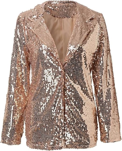 Dames Casual Blazer met lange mouwen Open voorkant Paillettenjas