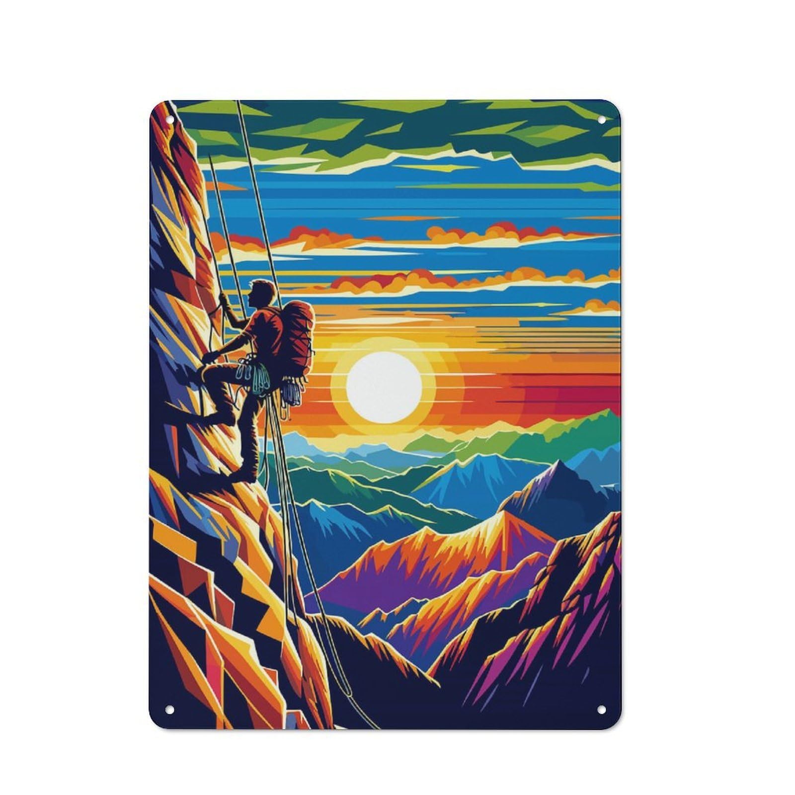 Junmoney Rock Climbing Wpap Popart Tin Sign 40X30cm With For Garage Wall, Rustic Decor, For Living Room, Hallway And Entrance Wall Decor