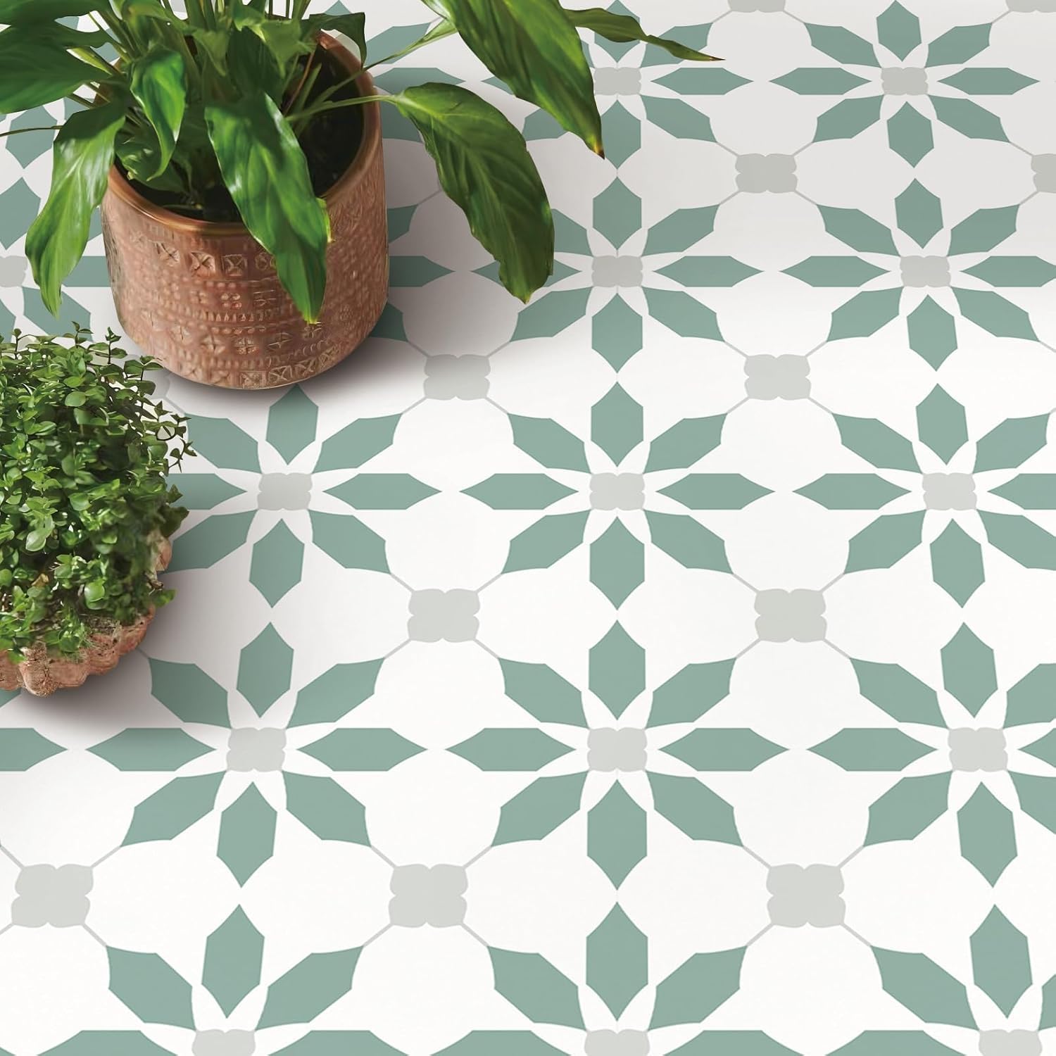 MORCART 20 piastrelle autoadesive per pavimenti, 20 x 20 cm, in vinile, impermeabili, fai da te, per bagno, cucina, camino, casa degli animali domestici, scale, camere da letto, pareti (verde chiaro