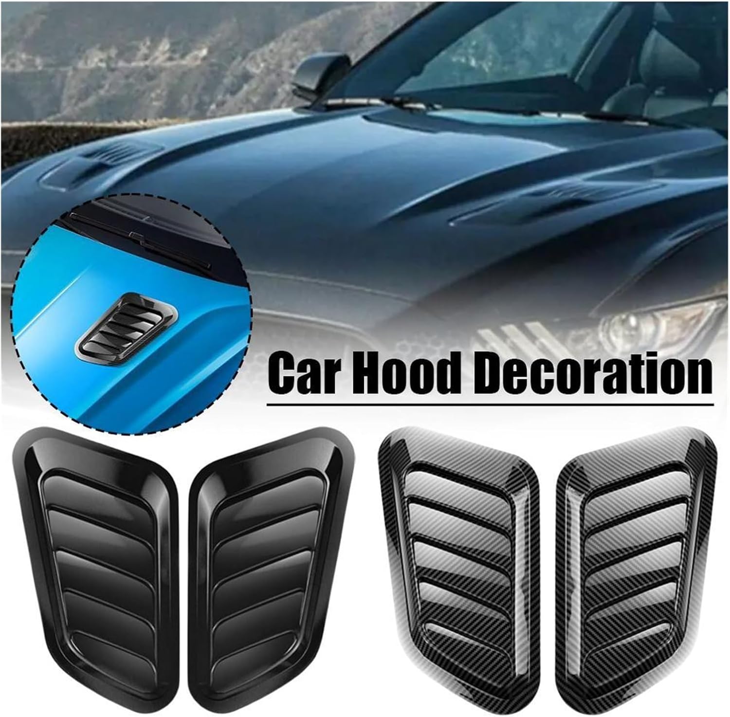 Car Hood Decoration Realistic Air Outlet Design Carbon False Decoration Hood Ornament Fiber Hood Stickers Styling Vent Z7E1(Style a)
