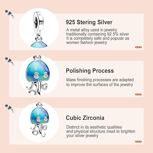 Miniatura 7 de Annmors 925 Sterling Silver Charms, Travel Ocean Summer Bead Dangle for Women Bracelet Necklace Graduation Holiday Jewelry Gift