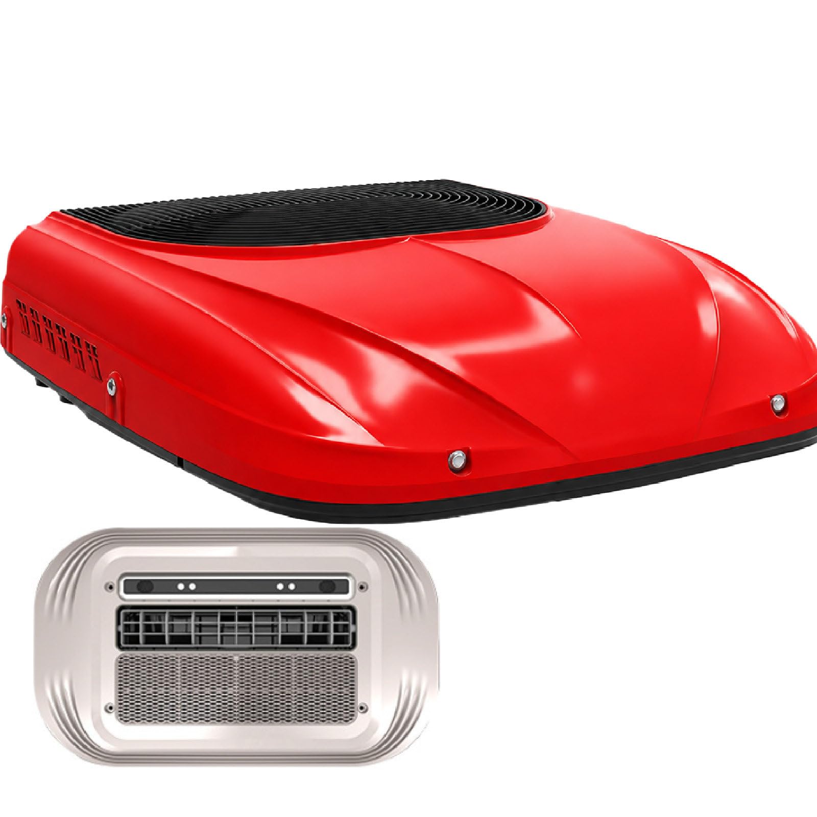 pedenencelia 24V 12V DC Air Conditioner, DC Truck Cab AC Unit for Semi Trucks, 12V Rooftop RV Air Conditioner, RVs,Low-Noise Cooling with Remote Control and Battery Protectio Red-24v