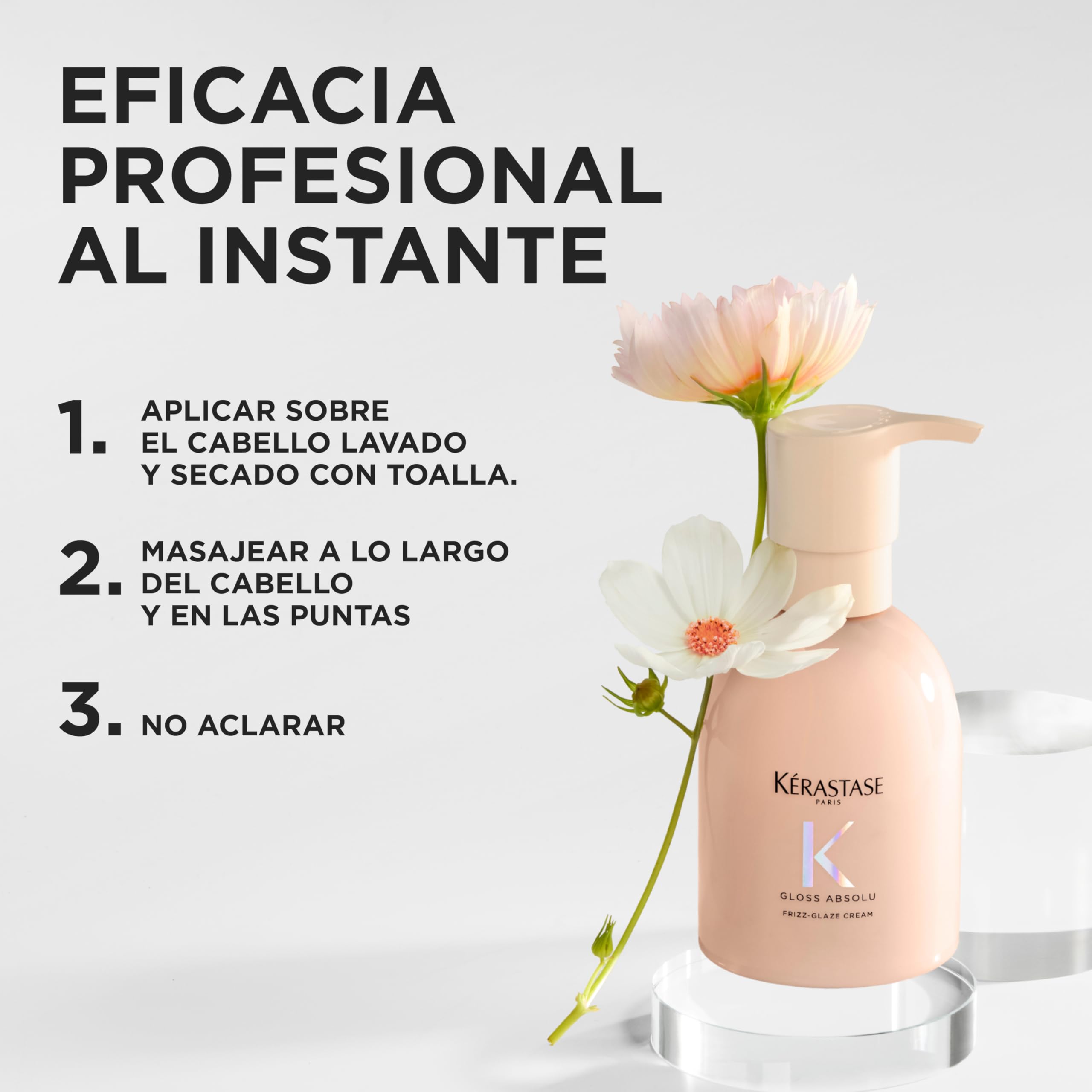 Kérastase Gloss Absolu Frizz-Glaze Cream, Crema Moldeadora Antifrizz para Cabello Muy Encrespado, Con Ácido Glicólico, Ácido Hialurónico y Aceite de Rosa Silvestre, 240 ml