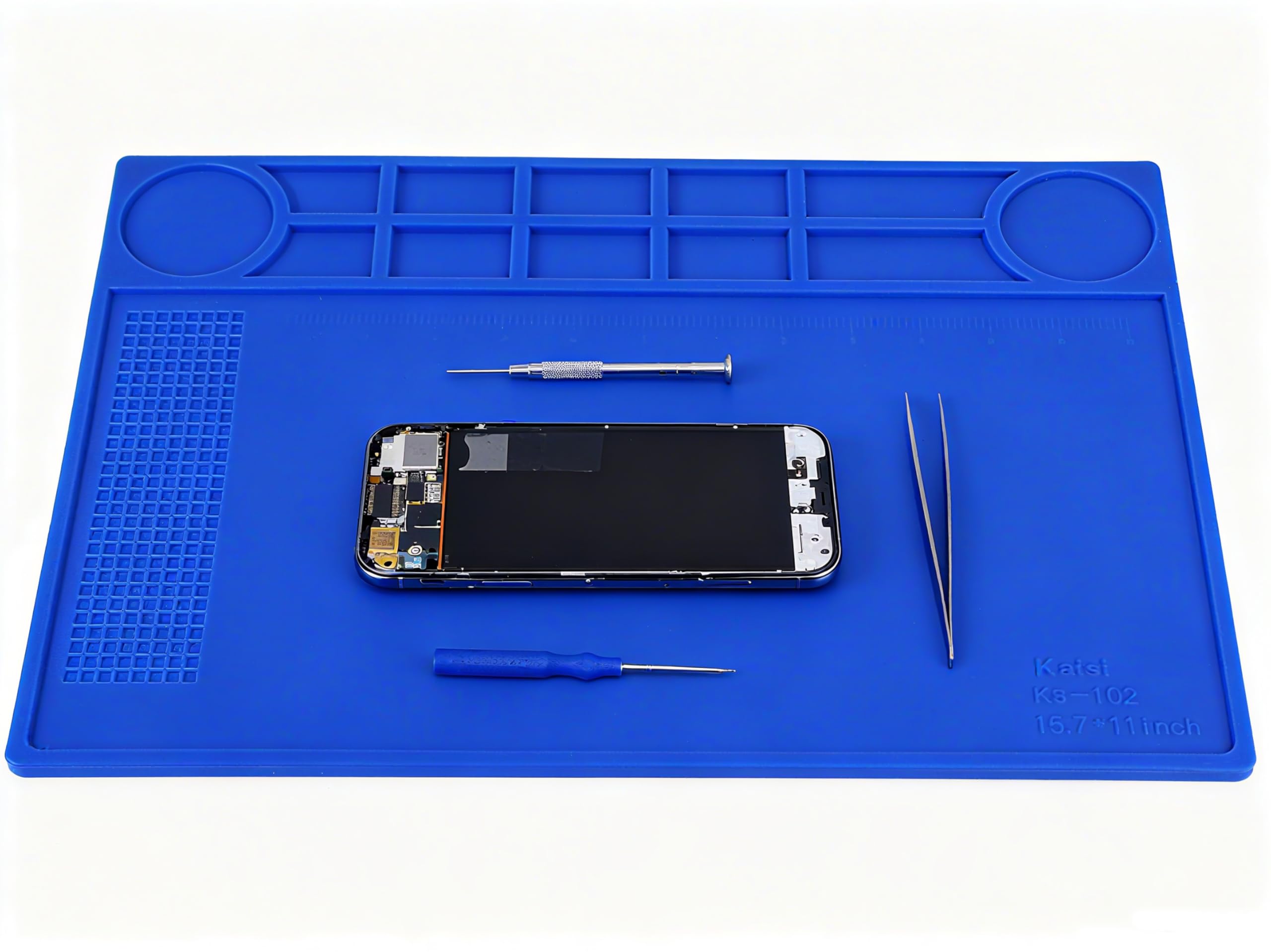 Kaisiking Magnetic Silicone Soldering Mat Heat Resistant Soldering Repair Work Mat Electronics Soldering Mat (102 Soldering Mat)