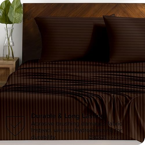 Miniatura 17 de Juego de sábanas de bolsillo extra profundas (4 piezas) 100% algodón egipcio de 400 hilos, bolsillo profundo de 22 pulgadas, sábana bajera ajustable