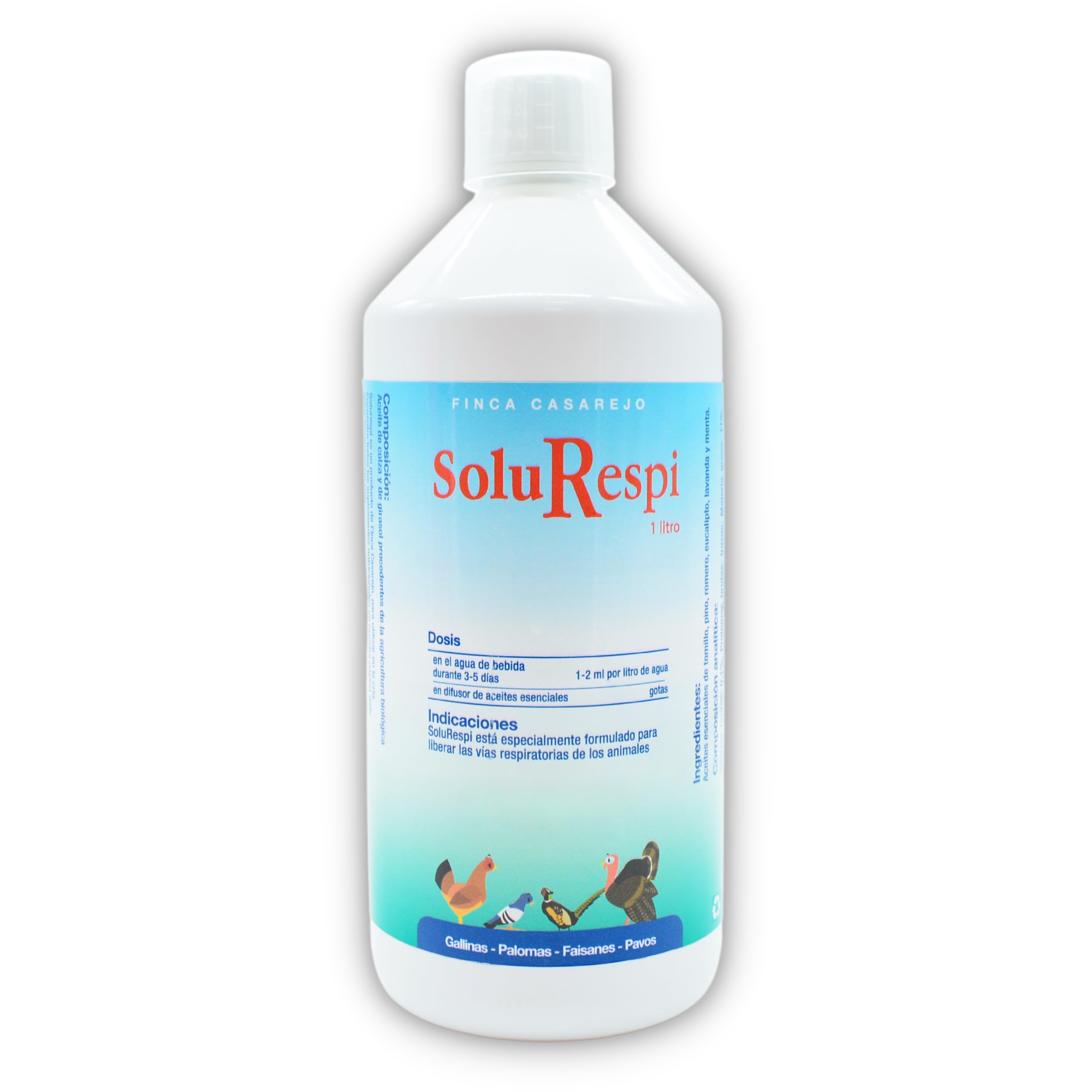 FINCA CASAREJO SoluRespi 1L - Solución líquida mentolada para gallinas - Apoyo nutricional en el resfriado de Las Aves - 100% Natural